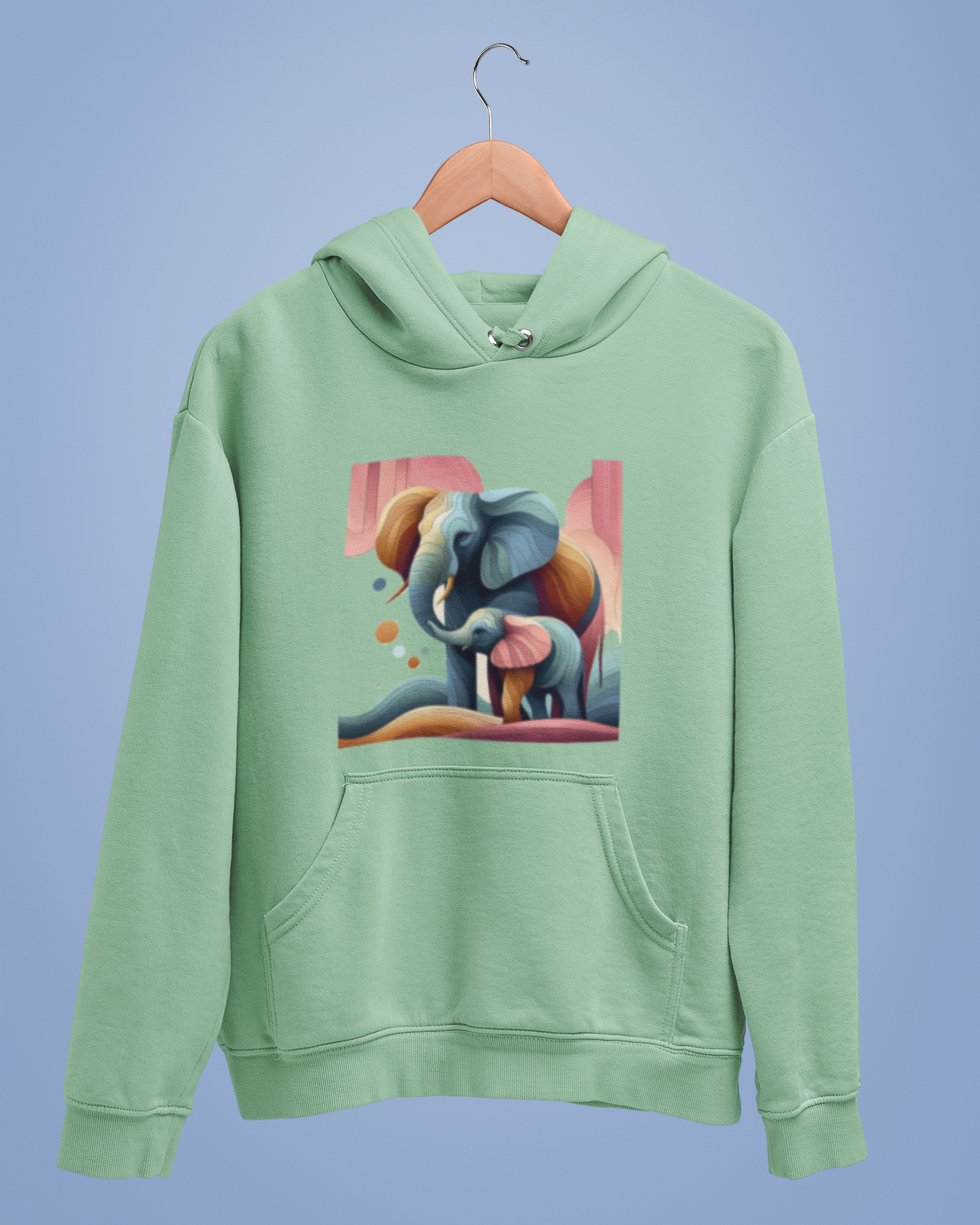 Hoodies: Trending Art D1: Mother & Baby Elephant: Unisex