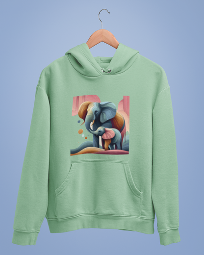 Hoodies: Trending Art D1: Mother & Baby Elephant: Unisex