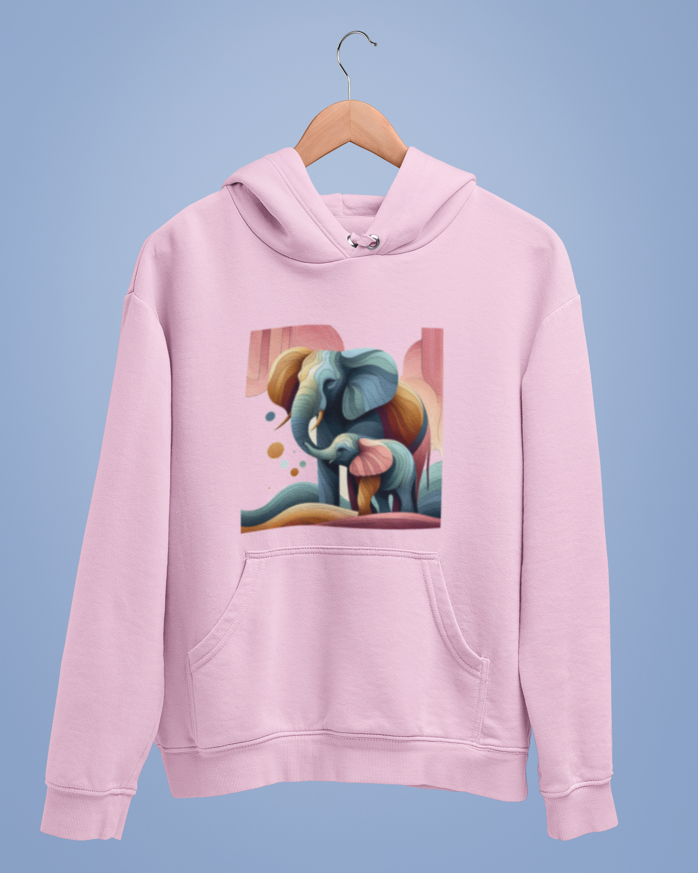 Hoodies: Trending Art D1: Mother & Baby Elephant: Unisex