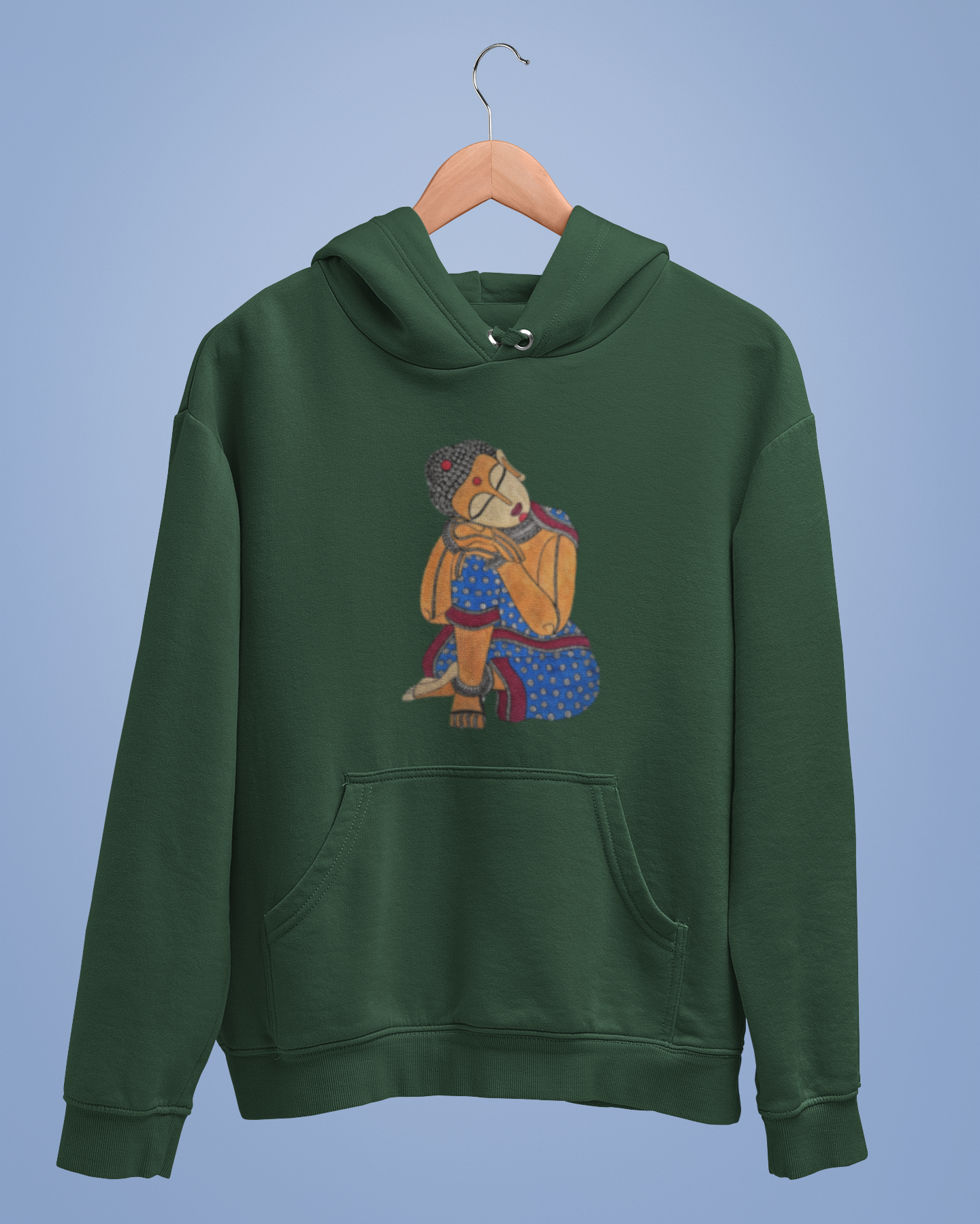 Hoodies: Madhubani Art D4: Buddha: Unisex