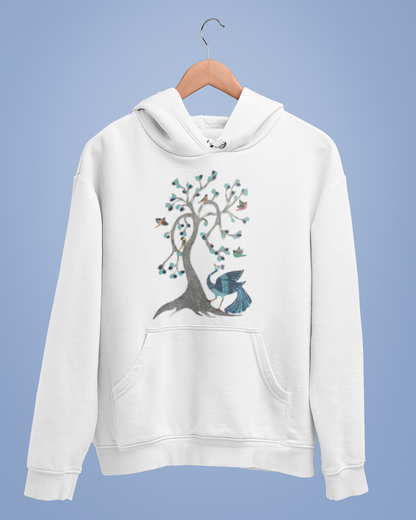 Hoodies: Madhubani D13: Peacock & Tree of Birds:Unisex