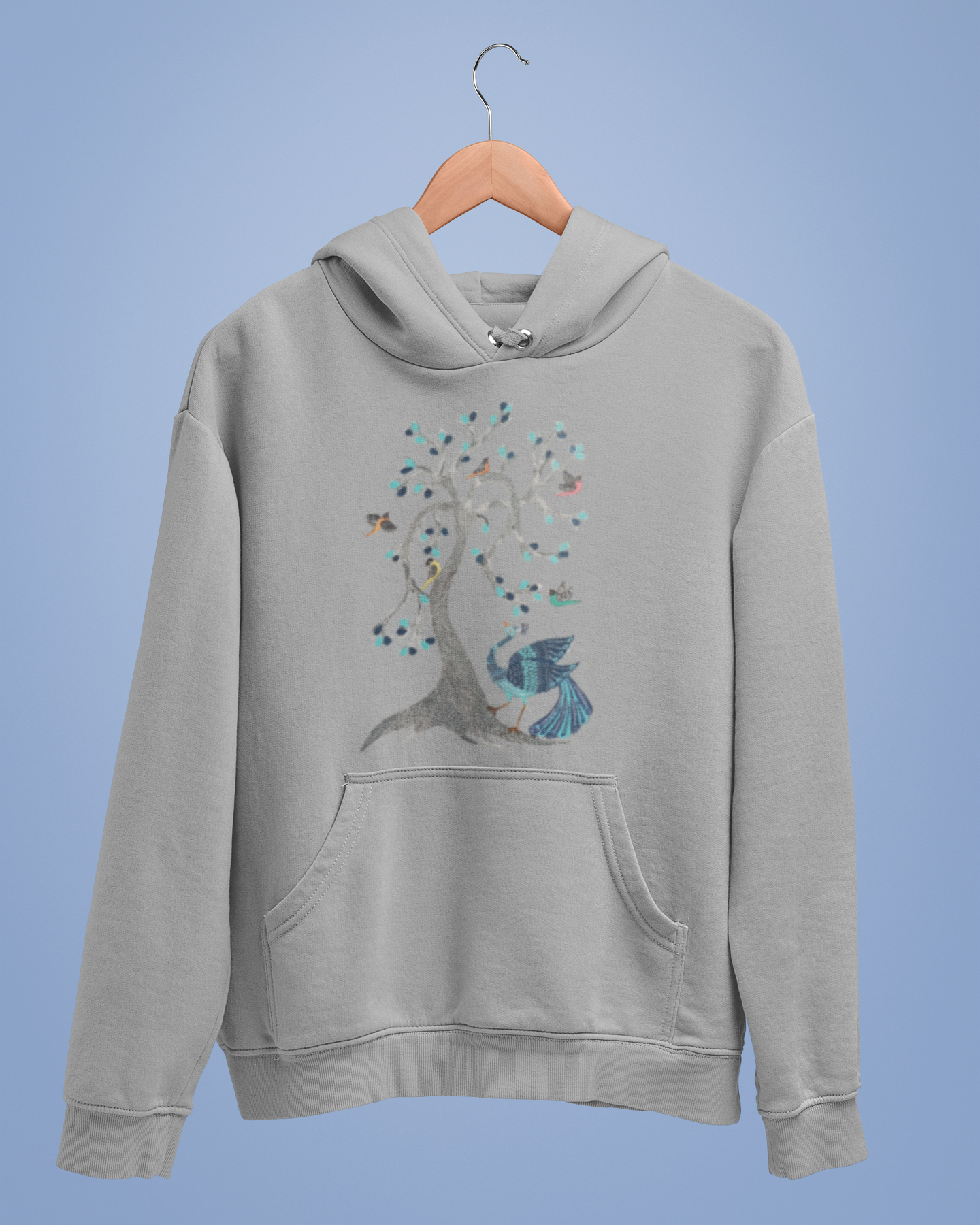 Hoodies: Madhubani D13: Peacock & Tree of Birds:Unisex