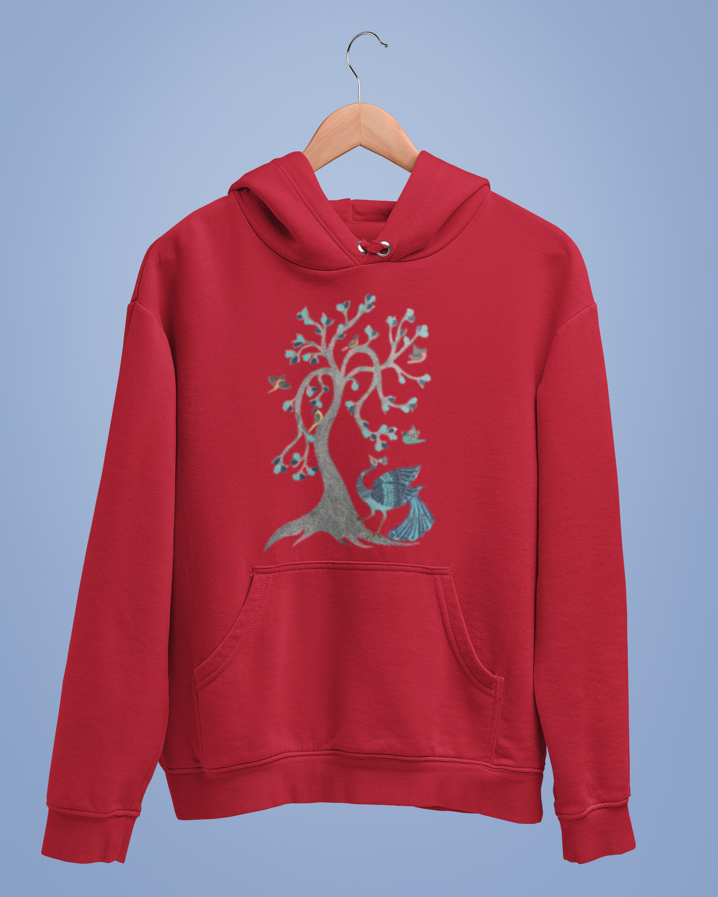 Hoodies: Madhubani D13: Peacock & Tree of Birds:Unisex