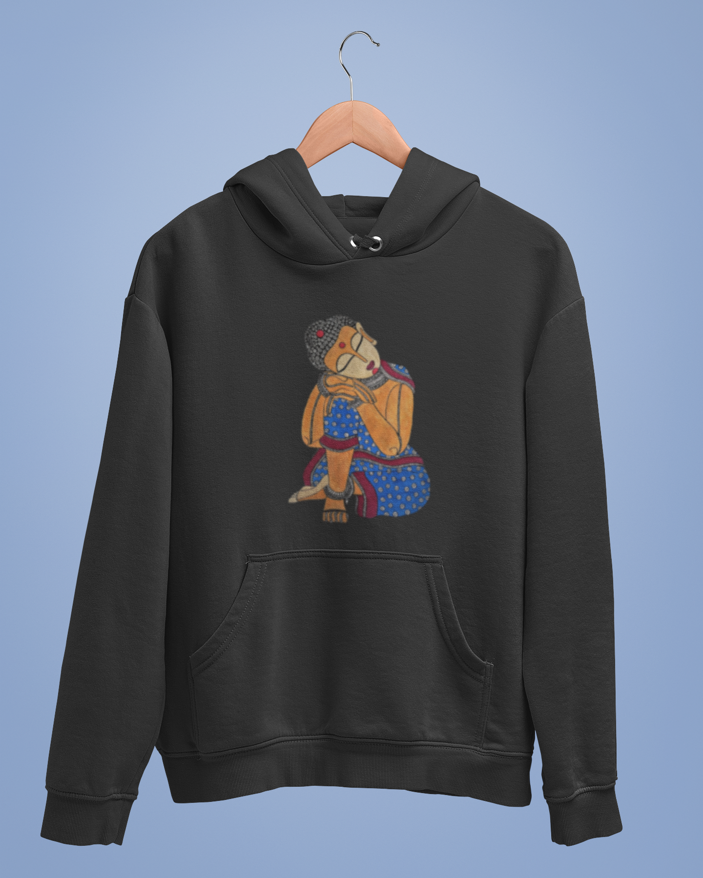 Hoodies: Madhubani Art D4: Buddha: Unisex
