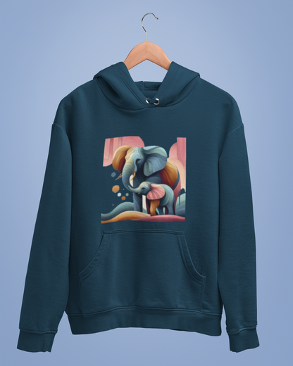 Hoodies: Trending Art D1: Mother & Baby Elephant: Unisex
