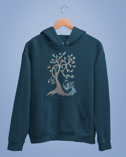 Hoodies: Madhubani D13: Peacock & Tree of Birds:Unisex