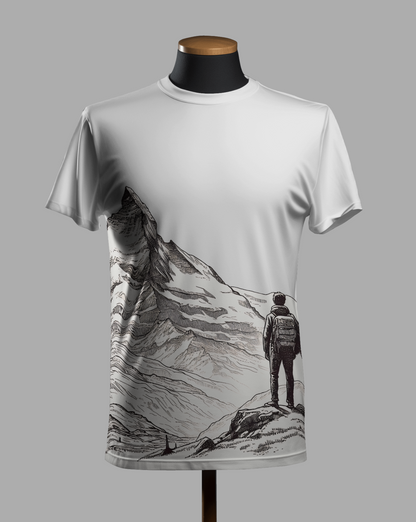Alone in Mountain: AO Printed Unisex T-Shirt